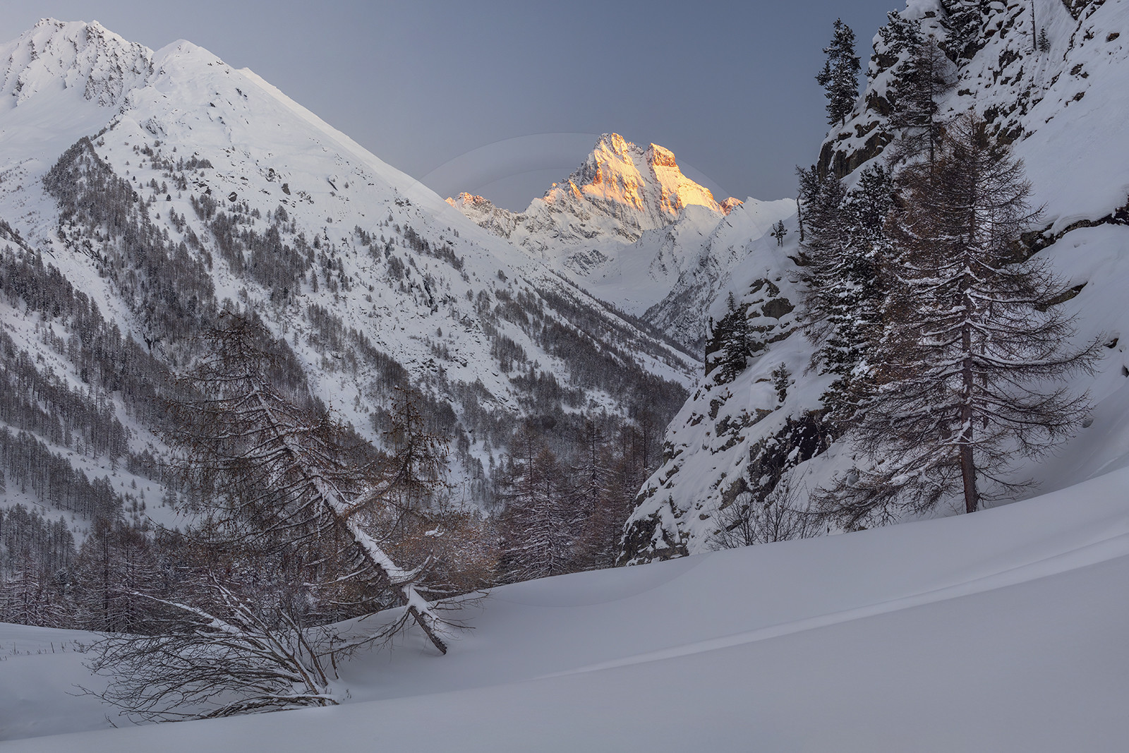 Un soir en pastel devant le mont Viso